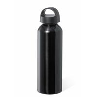 Waterfles / drinkfles / sportfles - metallic zwart - aluminium - 800 ml - schroefdop - thumbnail