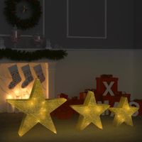 Kerstdecoratiesterren 3 st LED buiten binnen mesh goudkleurig