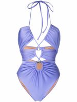 Noire Swimwear maillot de bain froncé à découpes - Violet