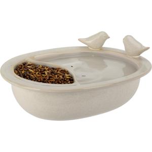 Pro Garden vogelbad/voederschaal - wit - keramiek - D20 x H8 cm - drinkschaal voor tuinvogels