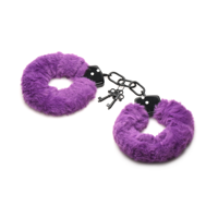 XR Brands Cuffed in Fur - Furry Handcuffs - Purple - thumbnail