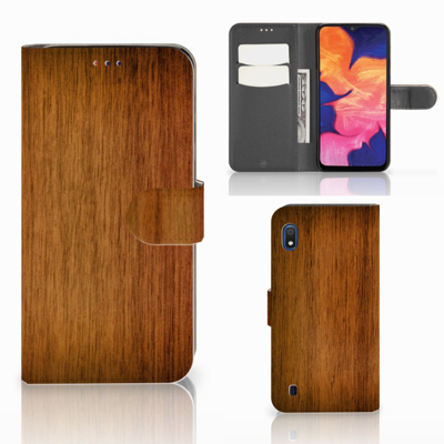 Samsung Galaxy A10 Book Style Case Donker Hout Samsung Galaxy A10 Book Style Case Donker Hout