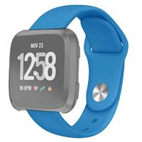 By Qubix - Compatible met Fitbit Versa 1/2 & Lite siliconen bandje - Maat: Large - Blauw - Compatible fitbit bandje