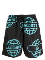 Lacoste short de bain à imprimé Globe - Noir