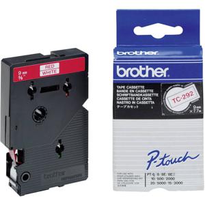 Brother TC-292 Labeltape Tapekleur: Wit Tekstkleur: Rood 9 mm 7.7 m