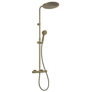 Salenzi Opbouw Regendouche Giro Thermostatisch 30 cm en 3 standen Handdouche Gegalvaniseerd Geborsteld Messing Goud