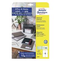 Avery-Zweckform 6124 Universele etiketten 105 x 148 mm Papier Wit 40 stuk(s) Permanent hechtend Inkjet, Laser (zwart/wit), Laser (kleur), Kopiëren (zwart/wit), - thumbnail