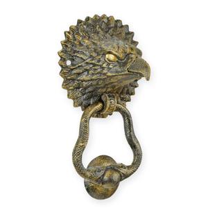 A PAIR OF CAST IRON EAGLE HEAD DOOR KNOCKERS