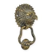 A PAIR OF CAST IRON EAGLE HEAD DOOR KNOCKERS