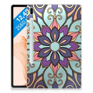 Samsung Galaxy Tab S7FE Siliconen Hoesje Purple Flower