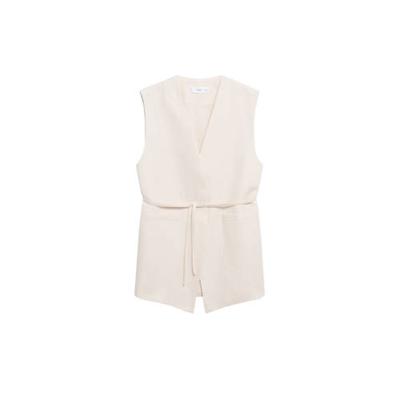Mango gilet met ceintuur ecru