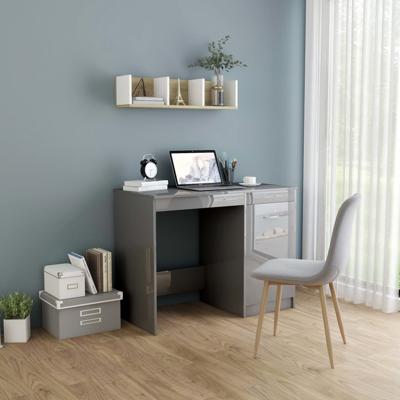 vidaXL Bureau 100x50x76 cm spaanplaat hoogglans grijs