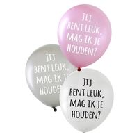 6x stuks Valentijn ballonnen jij bent leuk, mag ik je houden?