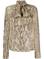 Stella McCartney python-print silk shirt - Gris