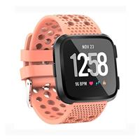 By Qubix - Siliconen Bandje Geventileerd Compatible met Fitbit Versa 1/2 & Lite - Peach - Compatible fitbit bandje
