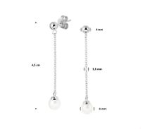 TFT Oorhangers Parel Zilver Gerhodineerd Glanzend 45 mm x 6 mm - thumbnail