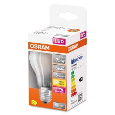 OSRAM 4058075112094 LED-lamp Energielabel D (A - G) E27 Peer 7.5 W = 75 W Warmwit (Ø x l) 60 mm x 105 mm 1 stuk(s)