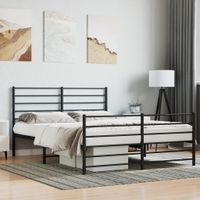 Bedframe met hoofd- en voeteneinde metaal zwart 150x200 cm - thumbnail