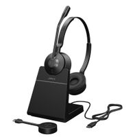 Jabra Engage 55 On Ear headset Telefoon DECT Stereo Zwart Incl. oplaad- en dockingstation, Volumeregeling, Microfoon uitschakelbaar (mute)