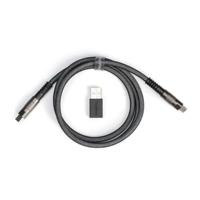 Keychron kabel voor mechanisch toetsenbord type-C + type-A naar type-C adapter, Geek met dubbele mouwen, 100cm - Zwart
