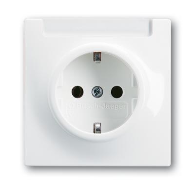 Busch-Jaeger wandcontactdoos met tekstveld randaarde, alpinwit Busch-Jaeger wandcontactdoos met tekstveld randaarde, alpinwit