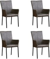 Set van 4 Donkergrijze leren moderne eetkamerstoelen Daily - poot vierkant zwart - Vintage Leer Grey (donkergrijs leer) - thumbnail