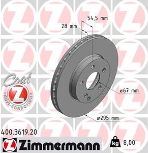 Remschijf COAT Z ZIMMERMANN, Remschijftype: Binnen geventileerd, u.a. für Mercedes-Benz