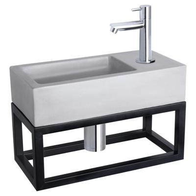 Differnz Ravo fonteinset lichtgrijs beton met handdoekrek en rechte kraan chroom Differnz Ravo fonteinset lichtgrijs beton met handdoekrek en rechte kraan chroom