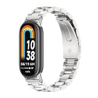 By Qubix - Stalen schakelband - Zilver - Compatible met Xiaomi Smart Band 8 & 9 - Compatible Xiaomi bandje