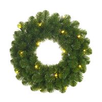 Groene kerstkransen met verlichting 30 LED lampjes 60 cm   -