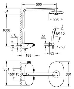 GROHE Rainshower SmartControl 360 DUO douchesysteem met thermostaatkraan