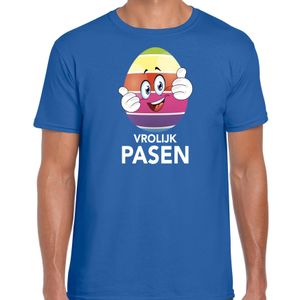 Pasen shirt blauw met vrolijk paasei en duimen schuin omhoog voor heren 2XL  -