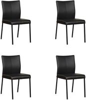 Set van 4 Zwarte leren moderne eetkamerstoelen Basic - poot vierkant zwart - Toledo Leer Nero (zwart leer) - thumbnail