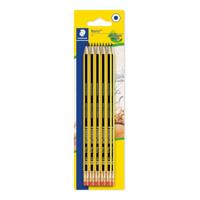 Staedtler 122-2 BK10ST Noris Potlood, HB, Zeskant, Met Gum, Onbreekbare Potloden, 10 Stuks