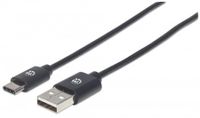 Manhattan USB-kabel USB 2.0 USB-A stekker, USB-C stekker 0.50 m Zwart 354912 - thumbnail