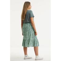 Zizzi gebloemde semi-transparante rok VAMONE mintgroen/blauw