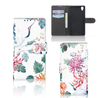 Sony Xperia Z1 Telefoonhoesje met Pasjes Bird Flowers