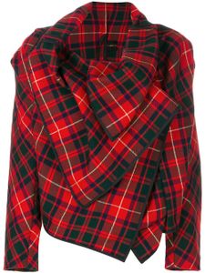 Comme Des Garçons Pre-Owned veste asymétrique crop à imprimé tartan - Rouge