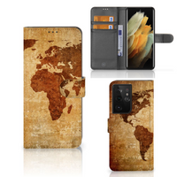 Samsung Galaxy S21 Ultra Flip Cover Wereldkaart