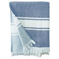 Badlaken Chevron met hammam print blauw/wit voor volwassenen 90 x 160   - - thumbnail