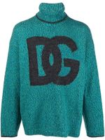 Dolce & Gabbana pull à logo en intarsia - Vert - thumbnail