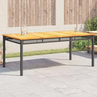 Tuintafel 180x90x75 cm poly rattan en acaciahout zwart - thumbnail