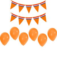 Bellatio decorations - Oranje versiering set - vlaggenlijnen en ballonnen - thumbnail