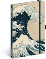 NOTIQUE Notitieboek, gelinieerd met elastiek 13x21cm ca. A5, designer hardcover notebook, notitieblok, notitieboek, dagboek voor volwassenen, dames (Katsushika Hokusai)