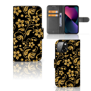 iPhone 13 Mini Hoesje Gouden Bloemen