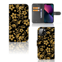 iPhone 13 Mini Hoesje Gouden Bloemen - thumbnail