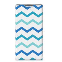 Samsung Galaxy S22 Ultra Hoesje met Magneet Zigzag Blauw