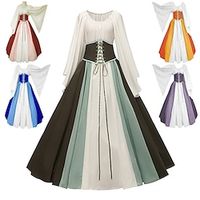 Retro vintage Middeleeuws Renaissance Jurken Chemise OverDress Dame Viking Elf Walhalla Dames Kleurenblok Carnaval Feest Casual / Dagelijks Kleding Lightinthebox