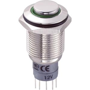 TRU COMPONENTS 701872 LAS2GQH-11ZE/G/12V/N/P Vandalismebestendige drukschakelaar 250 V/AC 3 A 1x aan/aan Continu Groen 1 stuk(s)