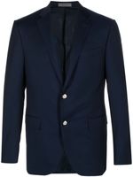 Corneliani blazer en laine vierge à simple boutonnage - Bleu